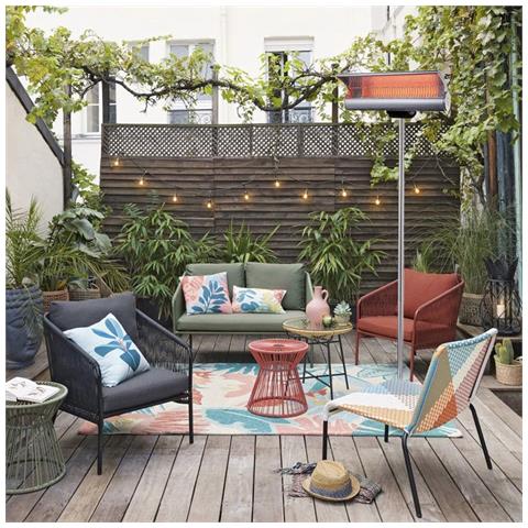 Stufa Infrarossi Terra 2000 Riscaldatore Riflettente Da Terra Su Piantana 2000w Grigio Dotato Di Curva Riflettente Orientabile Ed In Grado Di Concentrare Il Calore Con Telecomando Ip65 - Foto 2