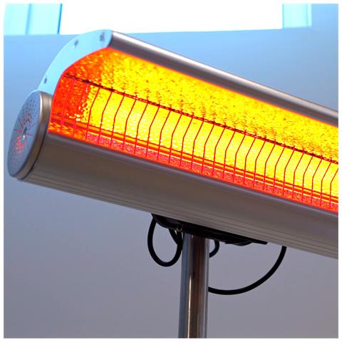 Stufa Infrarossi Terra 2000 Riscaldatore Riflettente Da Terra Su Piantana 2000w Grigio Dotato Di Curva Riflettente Orientabile Ed In Grado Di Concentrare Il Calore Con Telecomando Ip65 - Foto 9