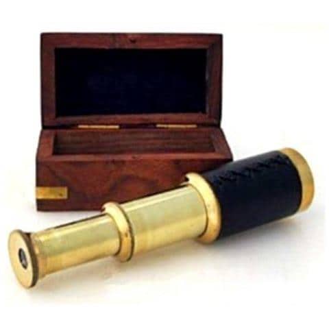 6 In Ottone Palmare Telescopio Con Legno Di Sicurezza - Pirata Navigazione - Foto 1