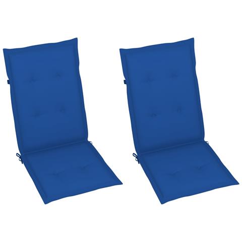 Sedie da Giardino 2 pz con Cuscini Blu Reale in Massello Teak - Foto 2