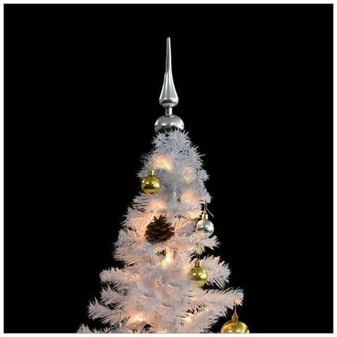 Albero di Natale Preilluminato con Palline Bianco 150 cm - Foto 9