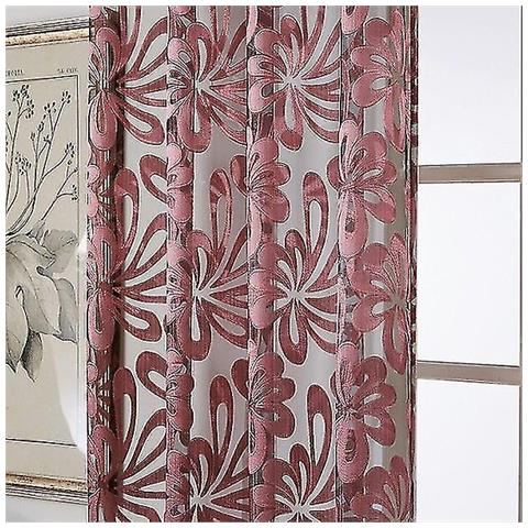 Tende Trasparenti Con Ricami Peonia - 200x100cm, Poliestere, Per Soggiorno E Camera Da Letto