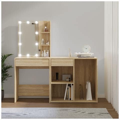 Toeletta Led Con Armadietto In Legno Multistrato Rovere Sonoma - Foto 15