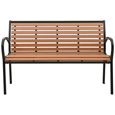 Panca da Giardino Nera e Marrone 116 cm Acciaio e WPC - Foto 2