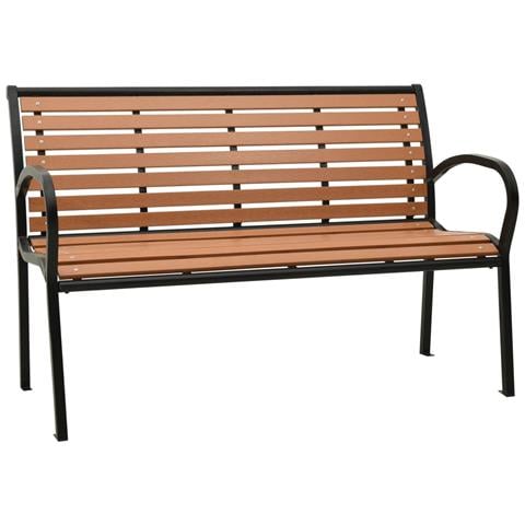 Panca da Giardino Nera e Marrone 116 cm Acciaio e WPC - Foto 1