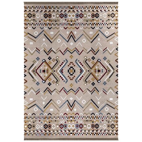Tappeto Antiscivolo Multicolor Beige Con Decori Colorati 160x230 - Foto 1