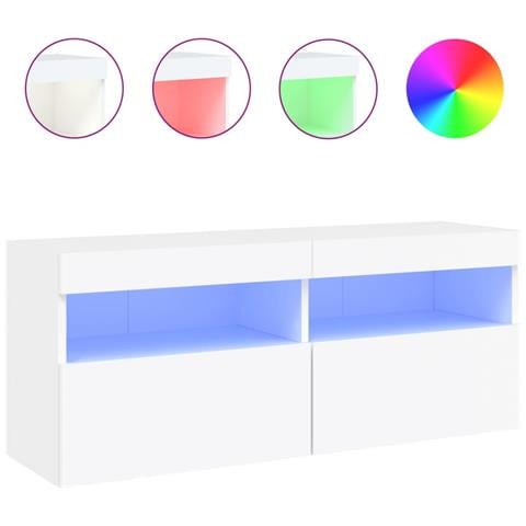 Mobile Tv A Parete Con Luci Led Bianco 100x30x40 Cm - Foto 2