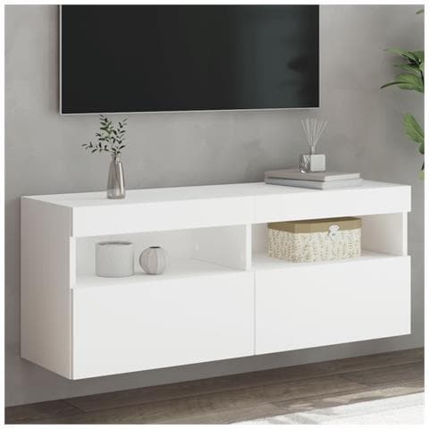 Mobile Tv A Parete Con Luci Led Bianco 100x30x40 Cm - Foto 1