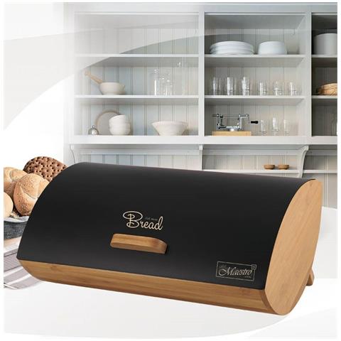 Portapane Mr-1775-black Nero Legno Metallo Bambù 25 X 13,3 X 36,5 Cm - Foto 2