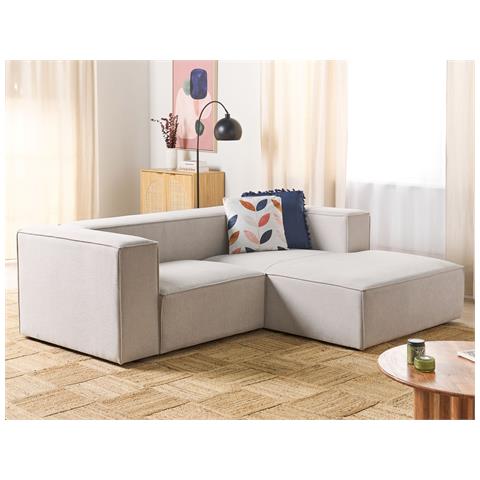 Divano Angolare 2 Posti Vernon Tessuto Beige Chiaro Lato Sinistro - Foto 1