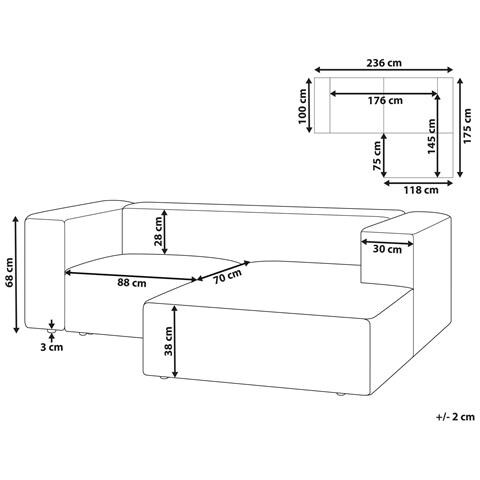 Divano Angolare 2 Posti Vernon Tessuto Beige Chiaro Lato Sinistro - Foto 13