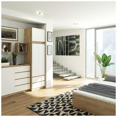 Sopralzo per armadio S60, 60x51x55 cm, Colore Sonoma Quercia e Bianco - Foto 7
