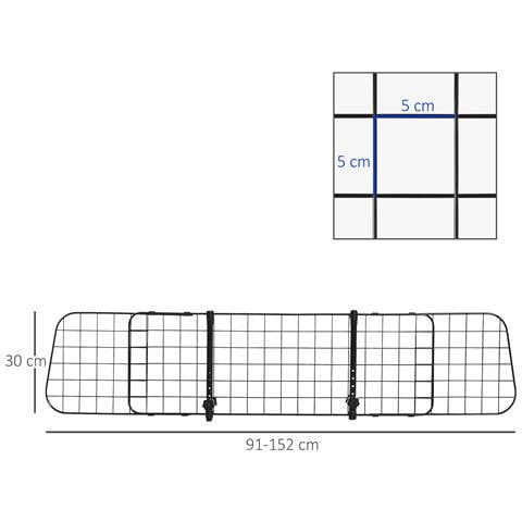 Divisorio Auto Per Cani, Barriera Regolabile Universale, 91-152 X 30 Cm, Nero - Foto 1