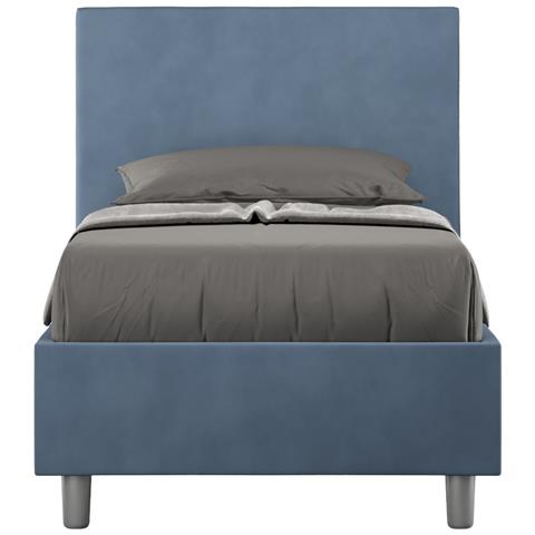 Letto Contenitore Imbottito 80x200 Microfibra Blu Adele - Foto 1