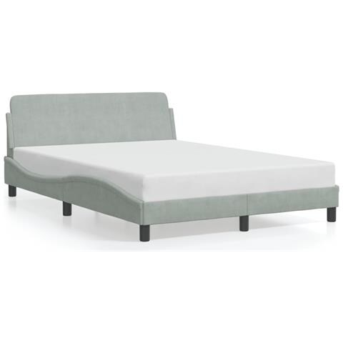 Giroletto Senza Materasso Grigio Chiaro 140x200 Cm Velluto - Foto 2