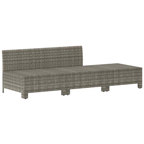 Set Divani Da Giardino 3 Pz Con Cuscini In Polyrattan Grigio - Foto 9