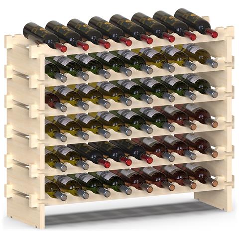 Cantinetta Portavino In Legno Naturale Con 48 Scomparti Vino Bar Portabottiglie - Foto 1