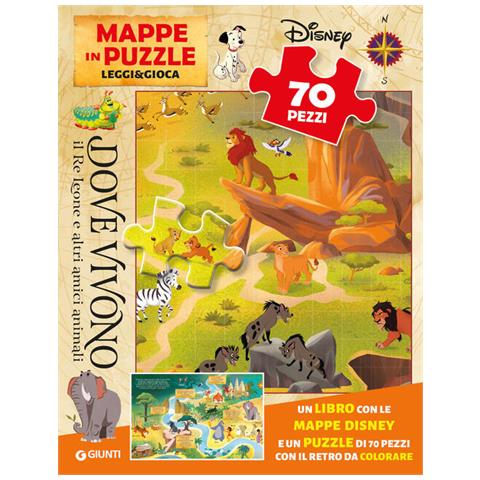 Dove Vivono Il Re Leone E Altri Amici Animali. Mappe In Puzzle. Leggi&gioca. Con Puzzle 70 Pezzi - Foto 1