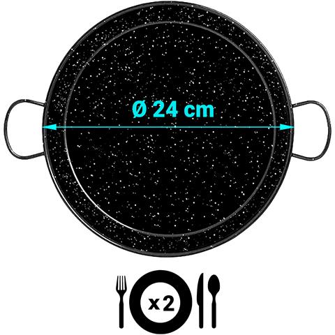 Levante Padella Per Paella Induzione 24 Cm Acciaio Smaltato, Paellera Per 2 Porzioni Nero - Foto 2