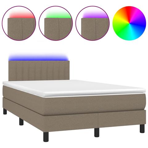 Letto a Molle con Materasso e LED Tortora 120x190 cm in Tessuto - Foto 1