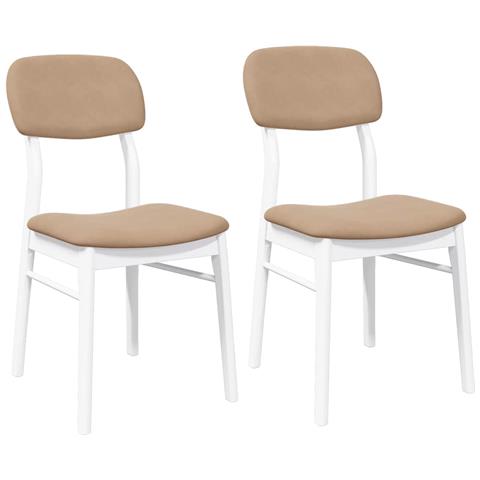Sedie da Pranzo con Cuscini 2 pz Bianco Legno Massello di Hevea - Foto 1