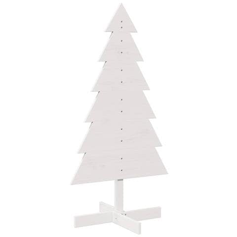 Albero Di Natale Decorativo Bianco 120cm Legno Massello Di Pino - Foto 2