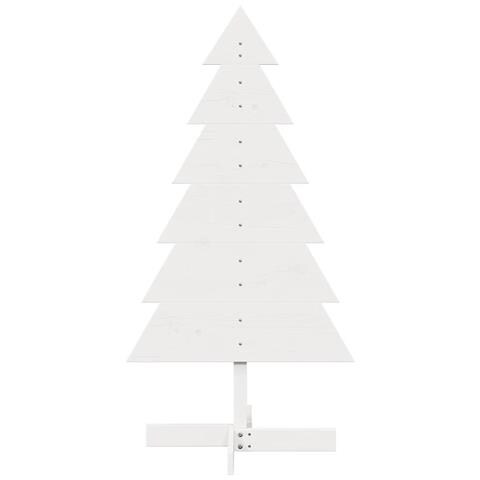 Albero Di Natale Decorativo Bianco 120cm Legno Massello Di Pino - Foto 3