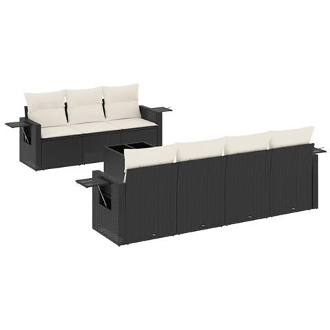 Set Divani Da Giardino Con Cuscini 8 Pz Nero In Polyrattan - Foto 2