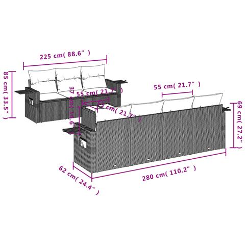 Set Divani Da Giardino Con Cuscini 8 Pz Nero In Polyrattan - Foto 3