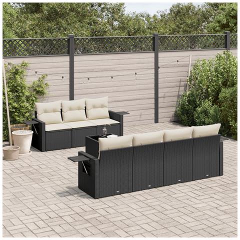 Set Divani Da Giardino Con Cuscini 8 Pz Nero In Polyrattan - Foto 1