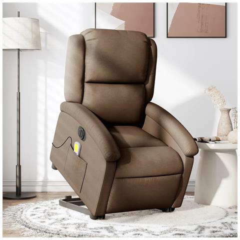 Poltrona Alzapersona Massaggiante Elettrica Marrone Tessuto - Foto 1