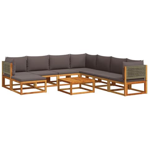 Lusso Casadino -  Set Divano Giardino 9 Pz Con Cuscini Legno Massello Di Acacia - Foto 1