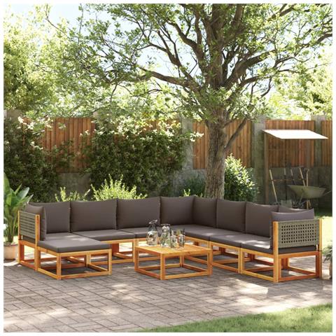 Lusso Casadino -  Set Divano Giardino 9 Pz Con Cuscini Legno Massello Di Acacia - Foto 8