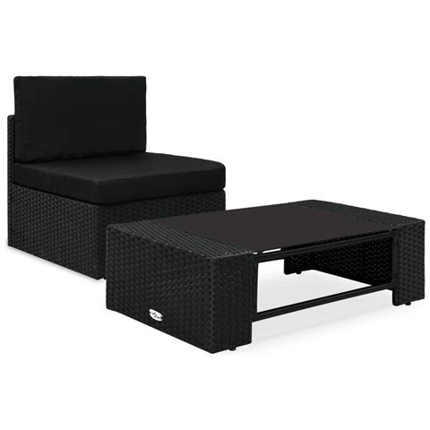Lusso Casadino -  Set Divani Da Giardino 2 Pz In Polyrattan Nero - Foto 2