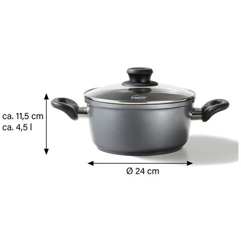 Pentola In Ghisa, Diametro 24 Cm, Coperchio In Vetro, Rivestimento Antiaderente - Foto 4