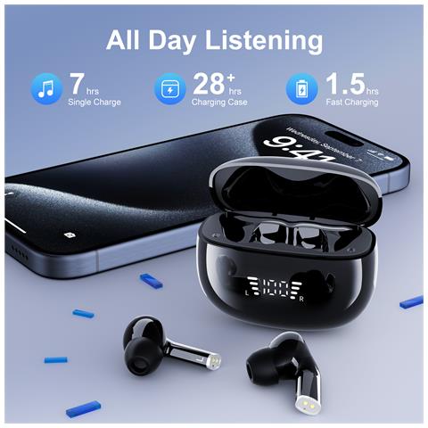 Cuffie Bluetooth Nere con Lunga Durata della Batteria - Foto 7