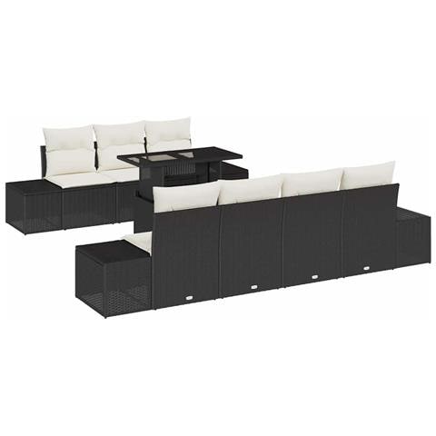 Set Divano da Giardino 8 Pezzi con Cuscini Nero Polyrattan - Foto 1