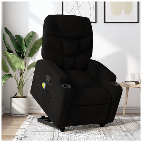 Poltrona Alzapersona Massaggiante Reclinabile Nera in Tessuto - Foto 2