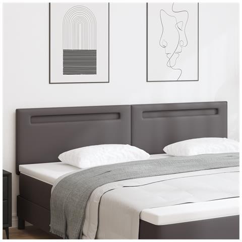 Testiera  Design Semplice Grigia 200 cm in Pelle Sintetica - Foto 2