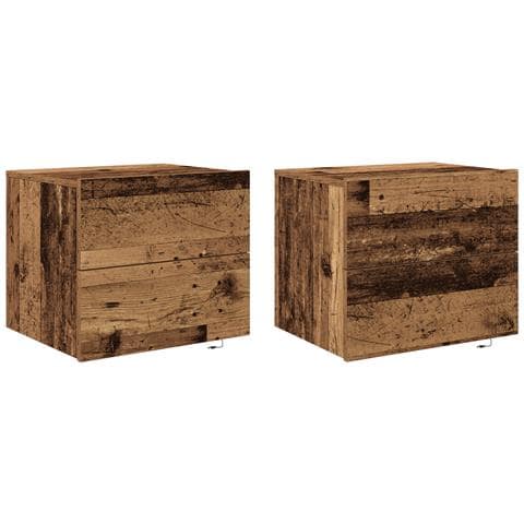 Comodini con luci LED 2 pz da appendere a muro in legno antico - Foto 1