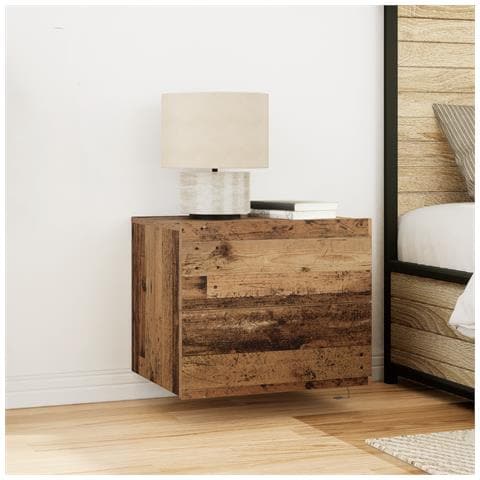 Comodini con luci LED 2 pz da appendere a muro in legno antico - Foto 2