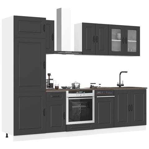 Set Mobili da Cucina 8 pz Kalmar Neri Legno Multistrato - Foto 2