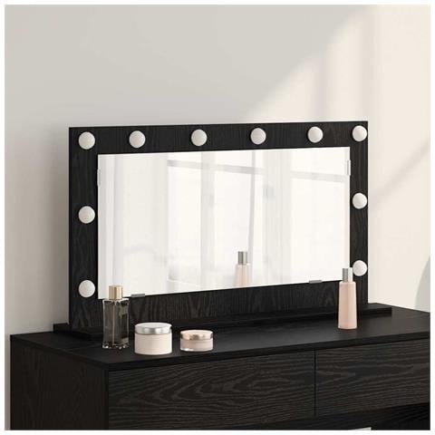 Specchio da Vanità con specchio Rovere Nero 80 x 45 x 18 cm - Foto 2