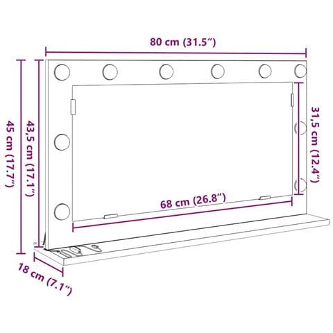 Specchio da Vanità con specchio Rovere Nero 80 x 45 x 18 cm - Foto 9