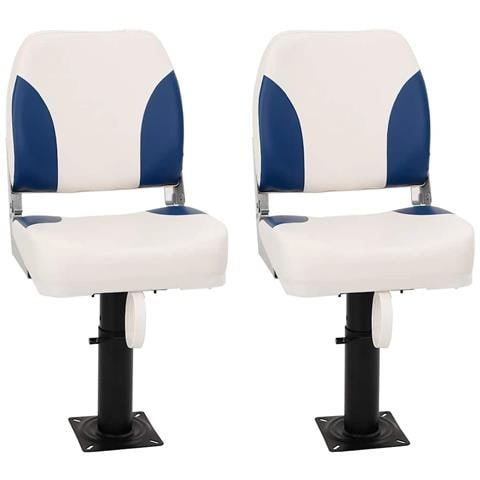 Set Sedile per Barca Pieghevole 4 pz Blu e Bianco 41x36x48 cm - Foto 1