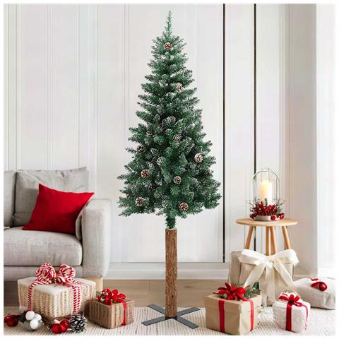 Lusso Casadino -  Albero Di Natale Sottile Con Legno Vero E Neve Verde 180 Cm - Foto 7