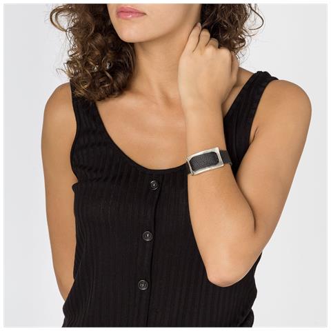 Bracciale In Pelle E Zama Argento ""pass"" In Pelle Nera - Foto 2