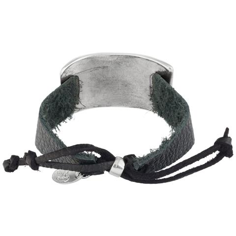Bracciale In Pelle E Zama Argento ""pass"" In Pelle Nera - Foto 3