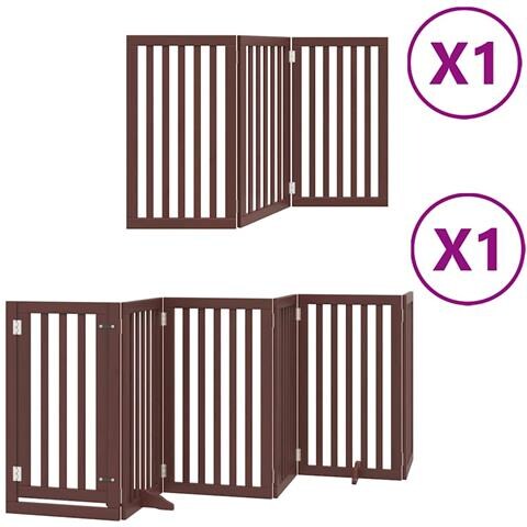 Cancello Cani Porta Pieghevole Marrone 9 Pannelli 450cm Pioppo - Foto 1