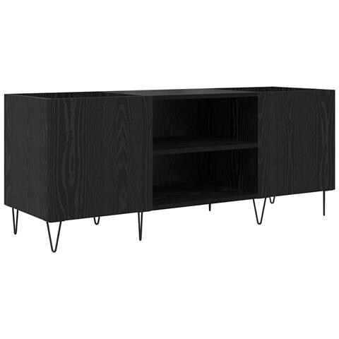 Mobile porta vinili con porta Rovere Nero 121 x 38 x 48 cm - Foto 1